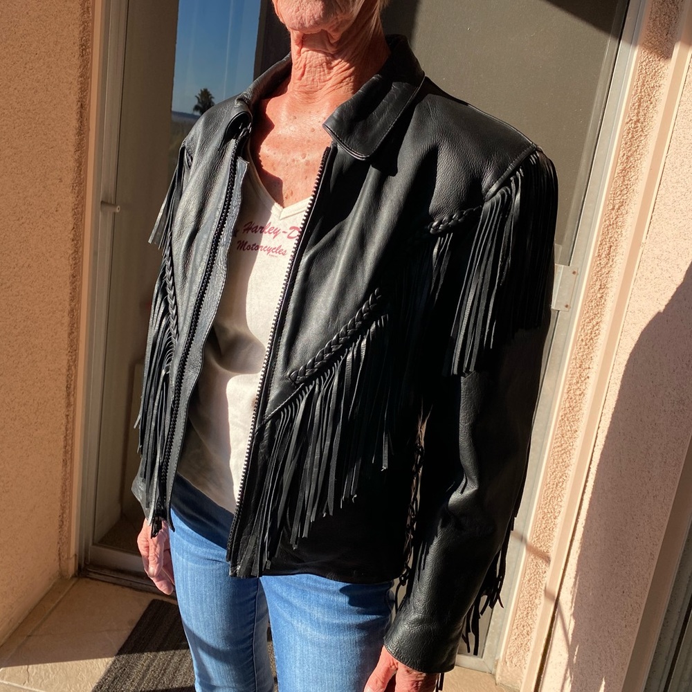 Black Fringe Leather Jacket